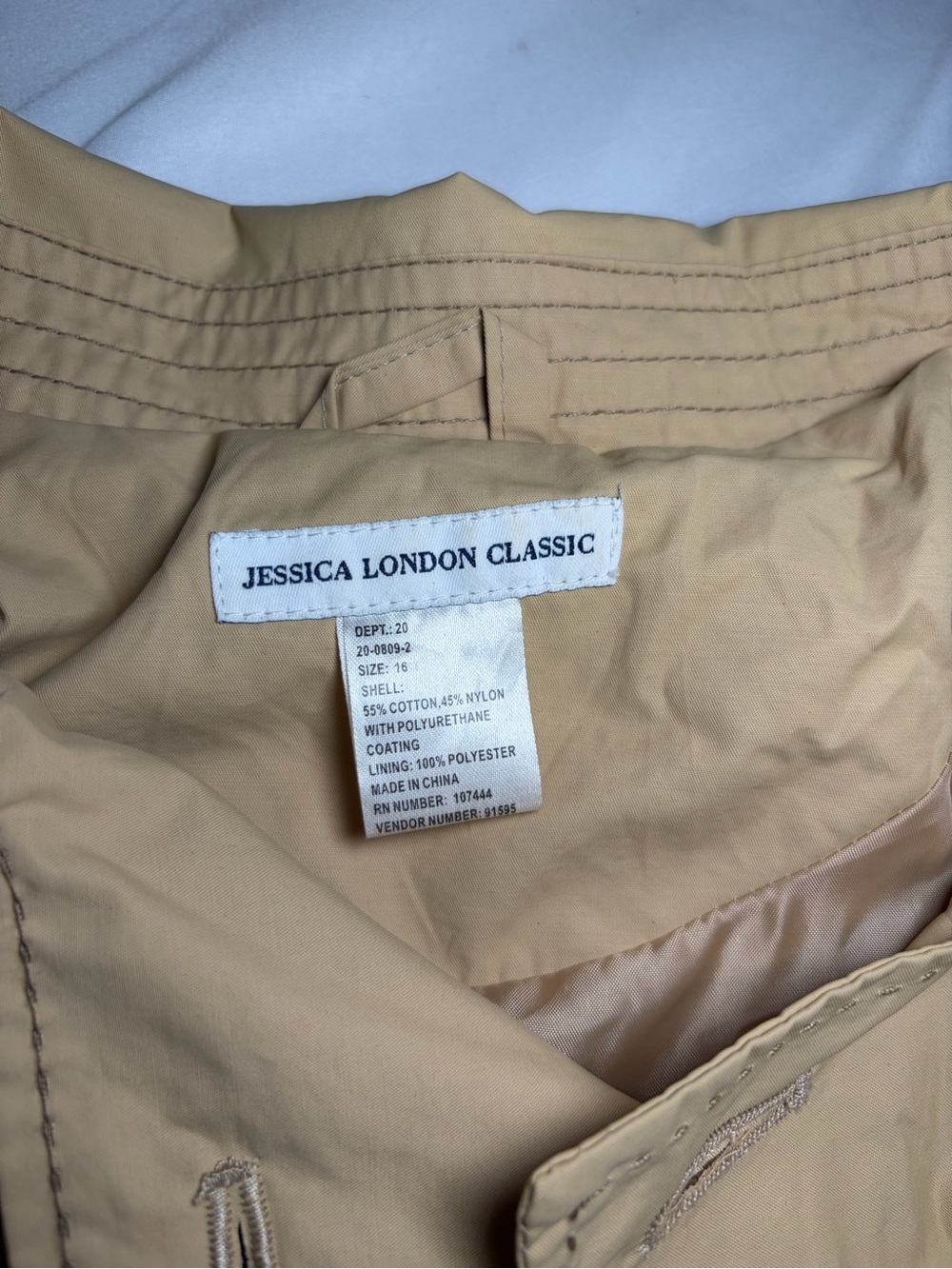 Jessica London Classic Tan Trench Coat Size 16 - Picture 6 of 11